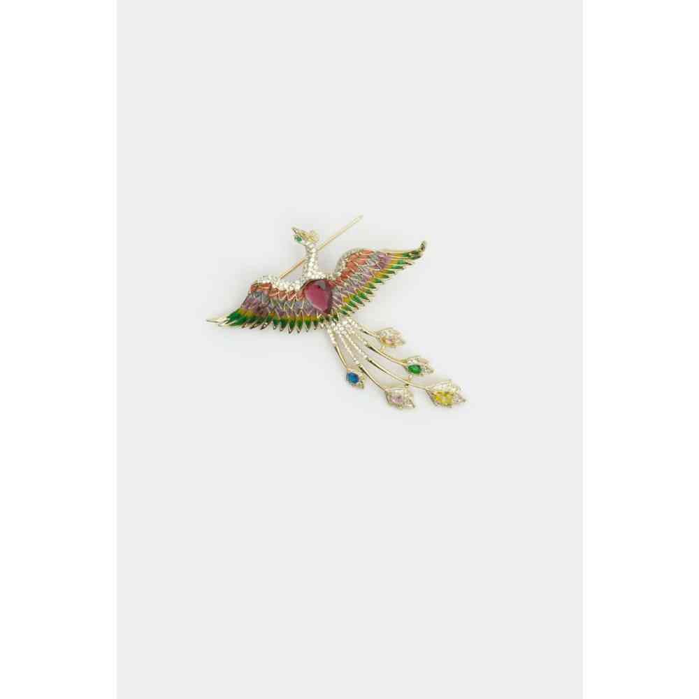 Voodoo Vixen - Phoenix Diamante And Gem Broche - Goldfarben